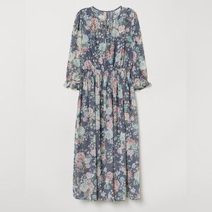 Floral 3/4 Sleeve Maxi Dress with lining